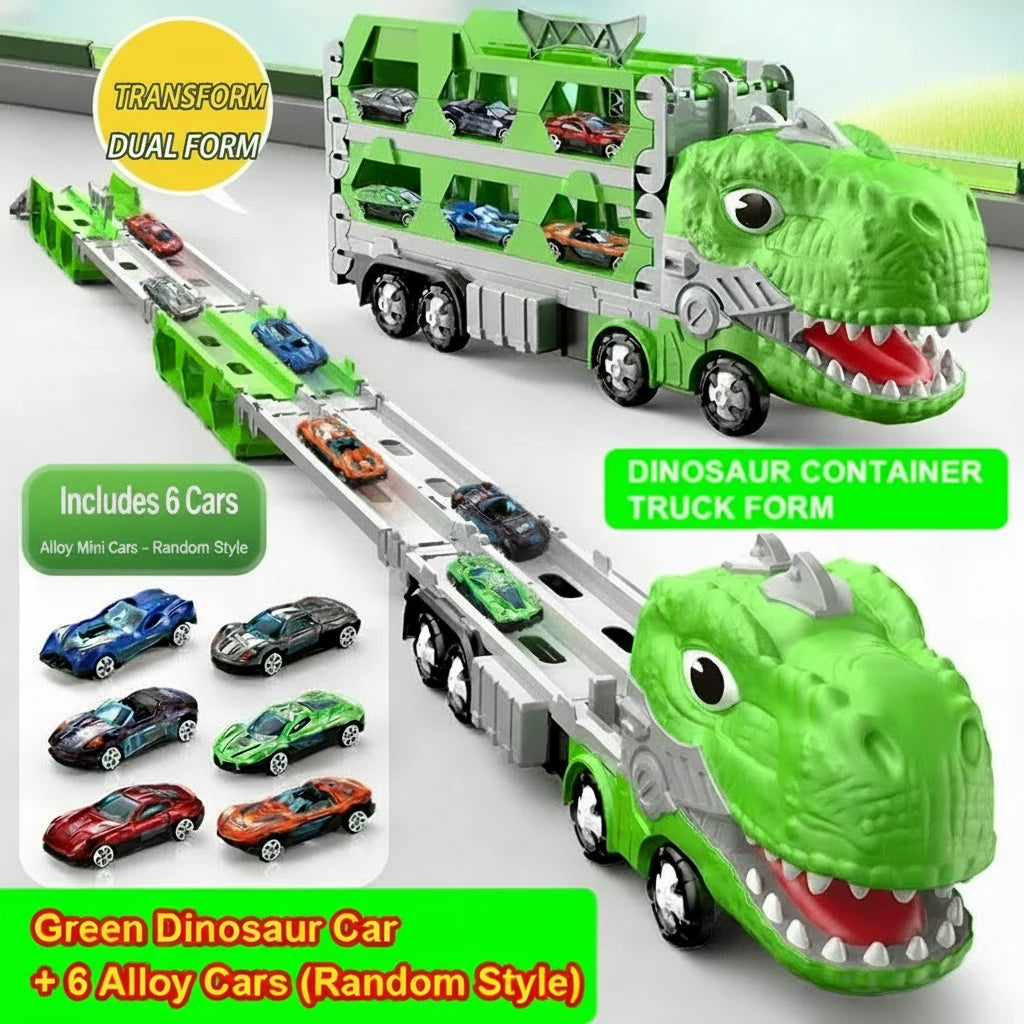 Transforming Dinosaur Toy Truck with Folding Track