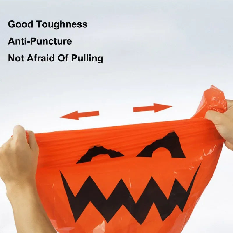 Large Halloween Pumpkin Leaf Bags – Plastic Garbage Bags for Outdoor Lawn & Garden Decoration – Festive Yard Décor for Halloween Parties & Trick-or-Treat