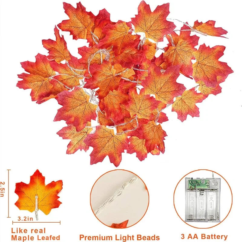 2/3M LED Maple Leaf String Lights – Christmas, Halloween & New Year Decoration
Artificial Maple Leaf Garland with LED Lights – Perfect for Home, Party, DIY Decor & Seasonal Events