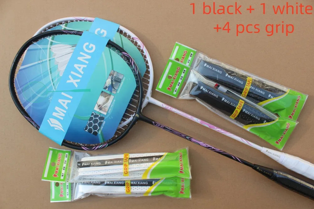 2PCS MAI XIANG Composite Carbon Badminton Rackets – Lightweight Racquets for Beginner & Training Use