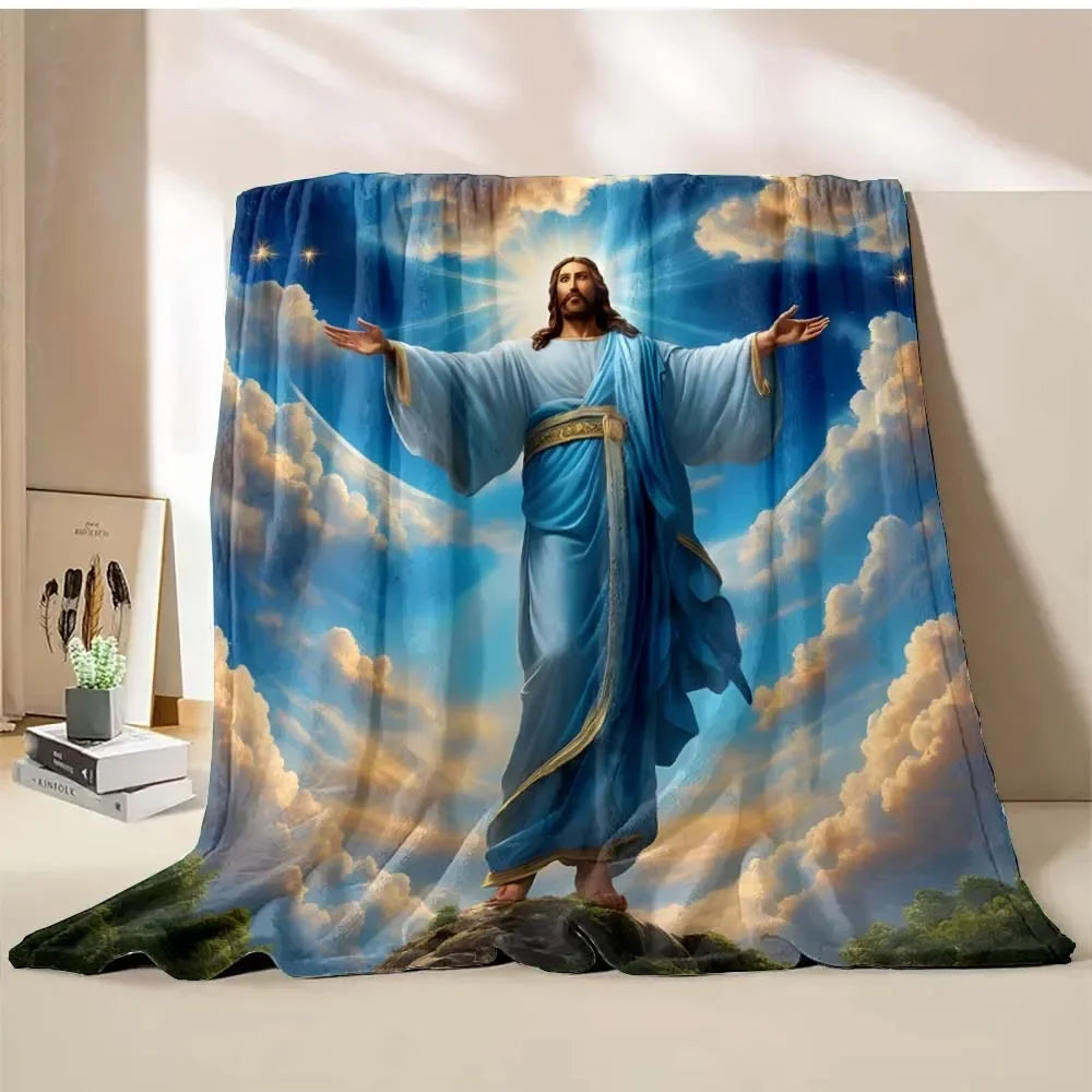 1PC God Jesus Believer Pray Virgin Mary Printed Blanket Soft and Comfortable Home Travel Blanket Adult and Child Warm Blanket Catholic