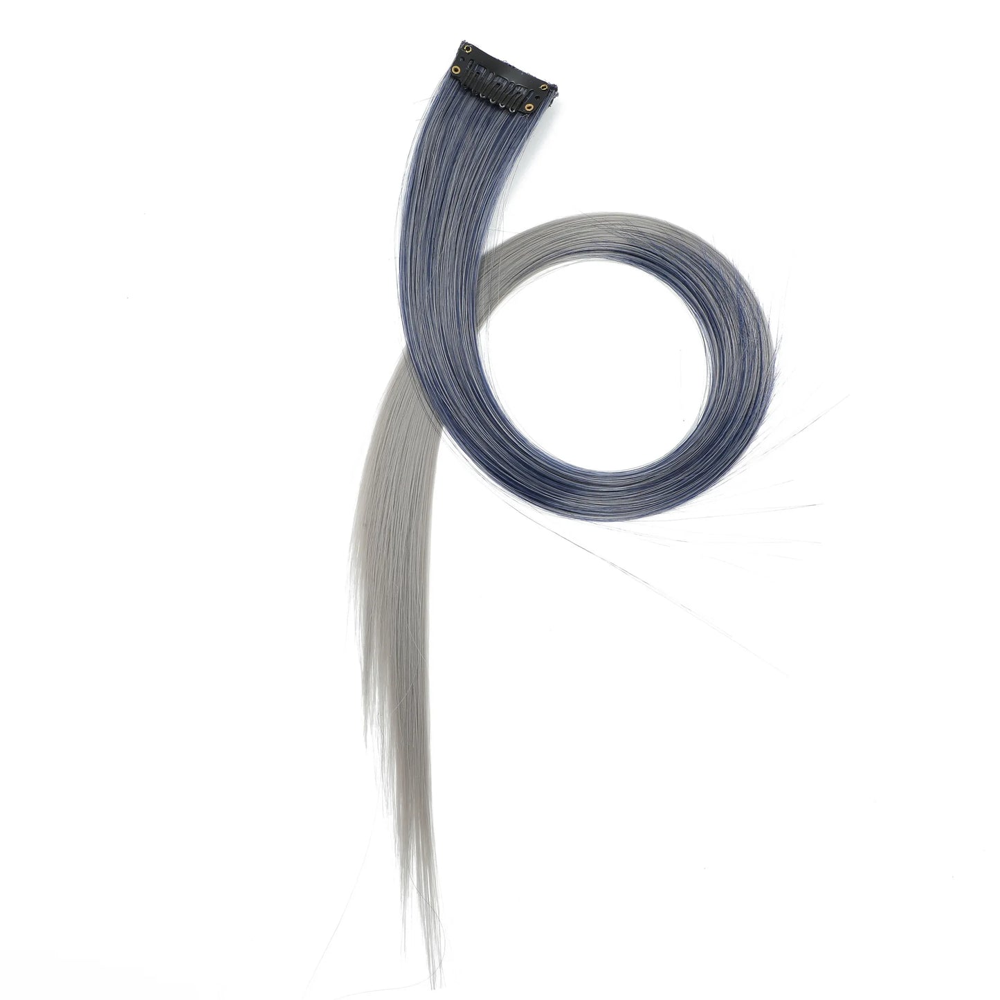 22-Inch Straight Clip-In Synthetic Hair Extensions – Colorful Highlight Hairpiece