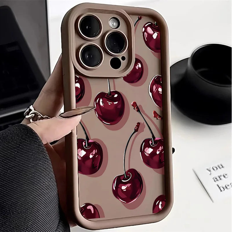 Cute Strawberry Cherry Silicone Phone Case for Motorola