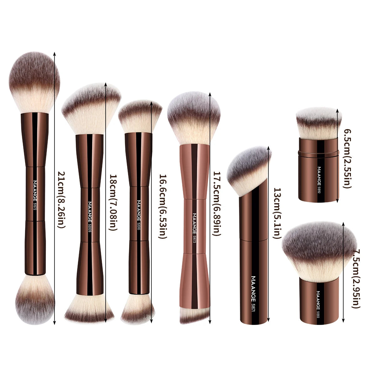 Double-Ended Makeup Brush – Foundation, Powder, Concealer, Blusher & Bronzer Brush | Soft Fiber Hair Beauty Tool
