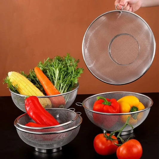 Rice Washing Mesh Colander Frying Basket Stainless Steel Fruit Sink Colander Filter Food Drain Basket Fine Mesh Colander