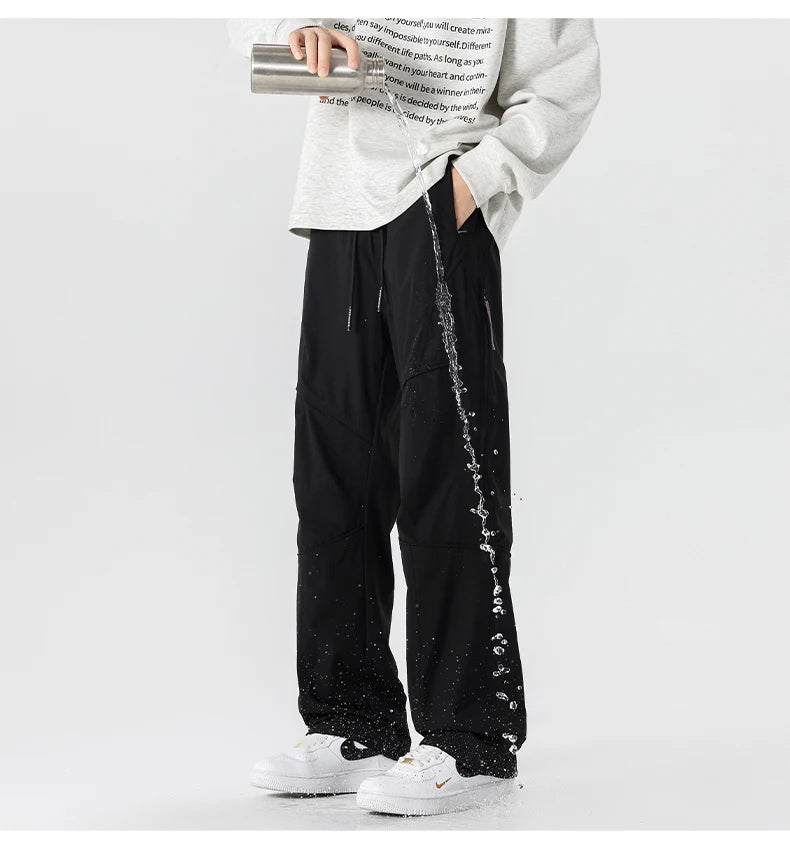 Men’s Casual Pants Loose Fit Straight Leg – Water-Resistant Everyday Trousers Spring Fashion