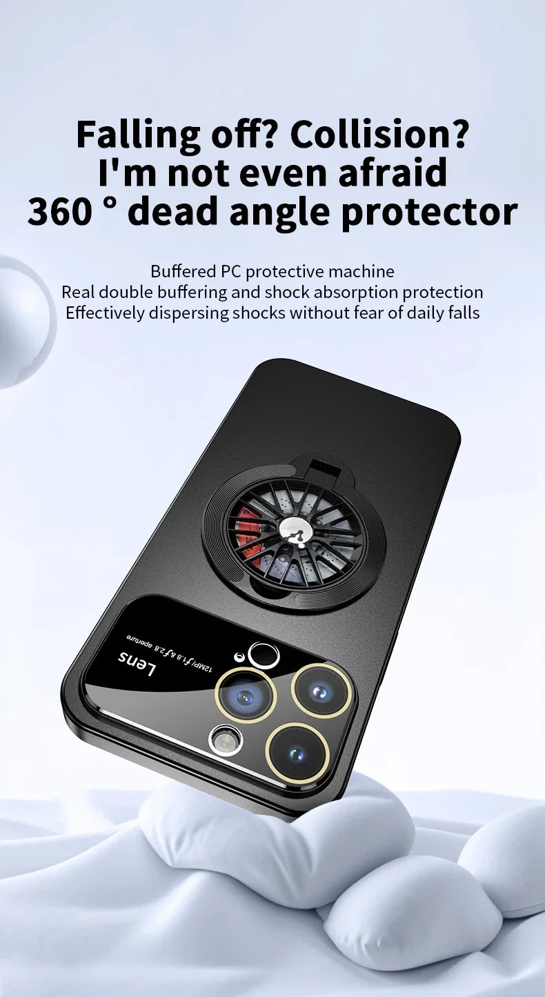 MagSafe Rotating Gyro Stand Phone Case with Camera Lens Protection for iPhone 16/15/14/13/12/11 Pro Max & Plus