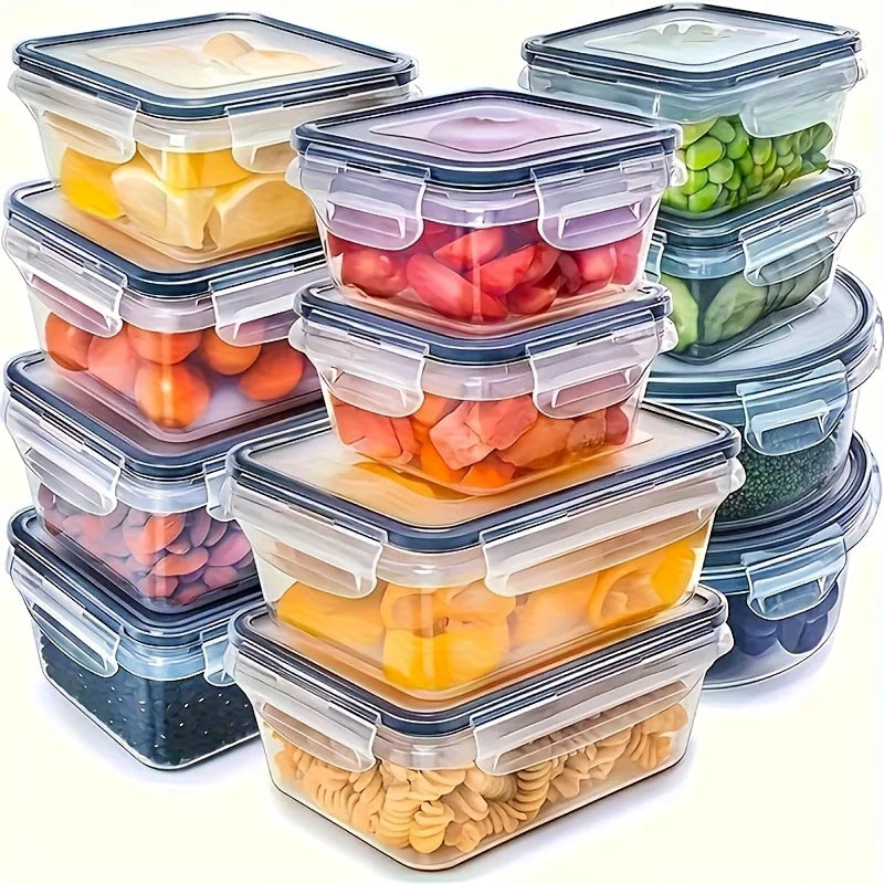Clear Kitchen Food Storage Container Set – Microwave-Safe, Multi-Purpose Plastic Lunch Boxes with Lids + 24 Chalkboard Labels