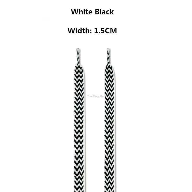 Flat Wavy Shoelaces for Sneakers – Trendy Wide Replacement Shoe Laces for Casual, Sport & Streetwear Shoes (1.5cm / 2cm / 3cm Widths)
