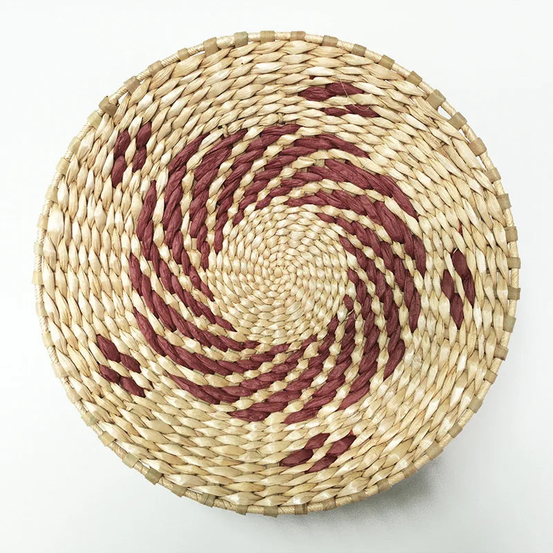 Straw Woven Tray Wall Decor Hanging Plate Round Fruit Storage Basket Bohemian Home Decoration Rattan DIY Crafts Gifts