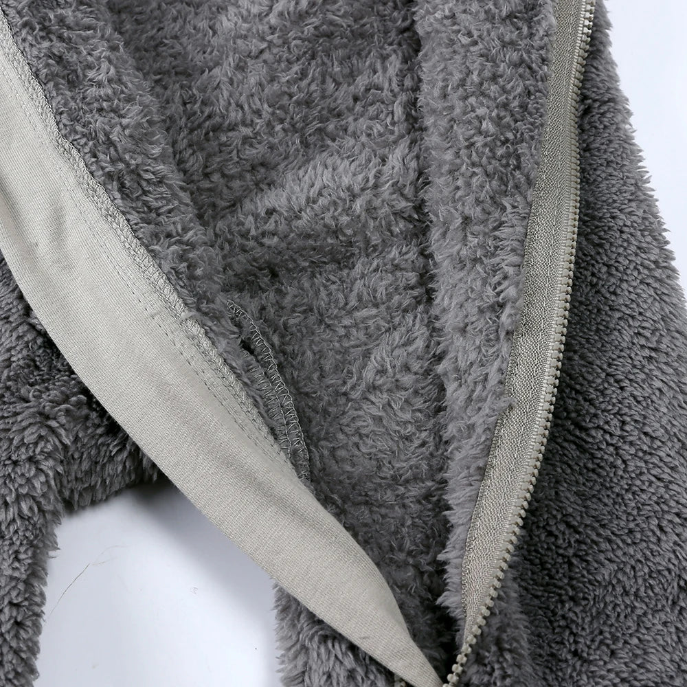 Baby Fleece Hooded Romper – Winter Zipper Bodysuit for Newborns & Infants (0–24 Months)