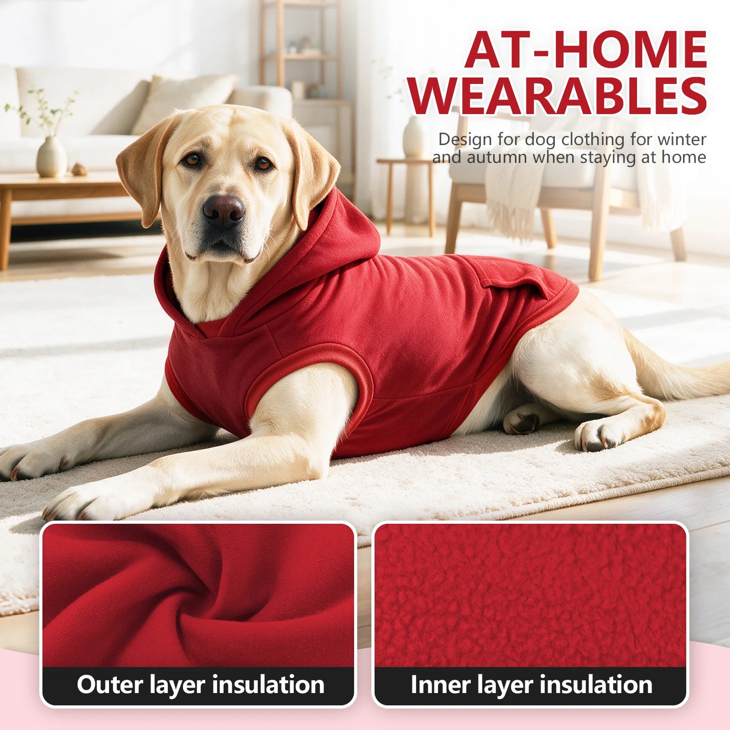 Christmas Sleeveless Dog Hoodie — Warm Pet Sweatshirt for Small to Large Dogs