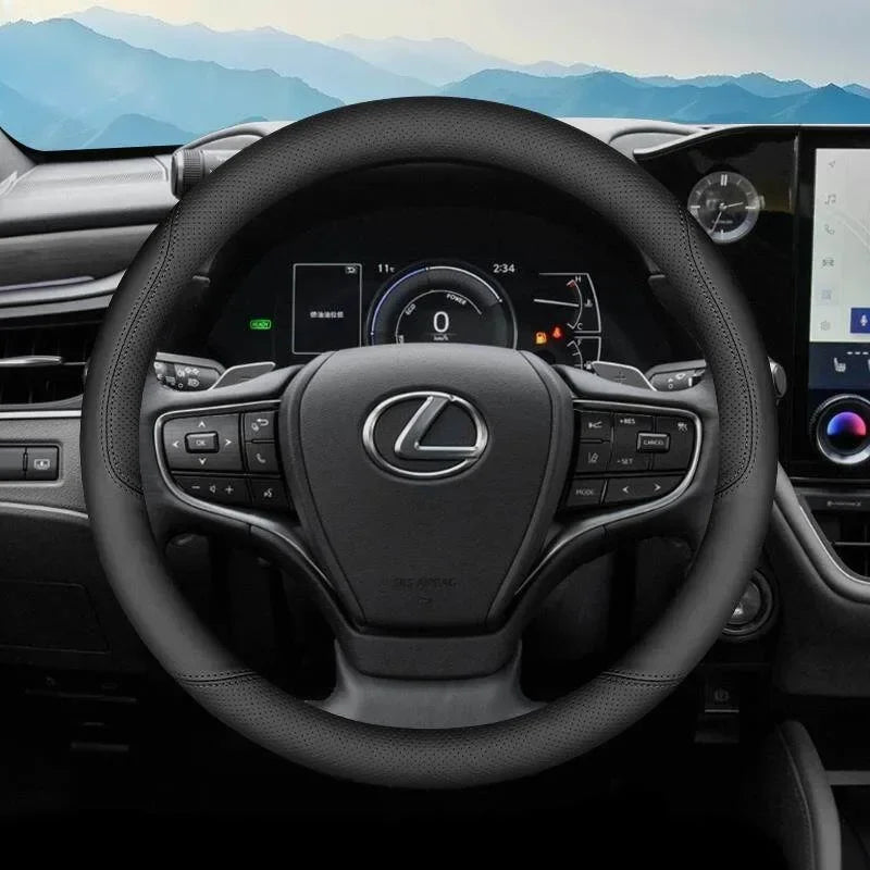 Faux Leather Steering Wheel Cover for 37–38 cm Wheels