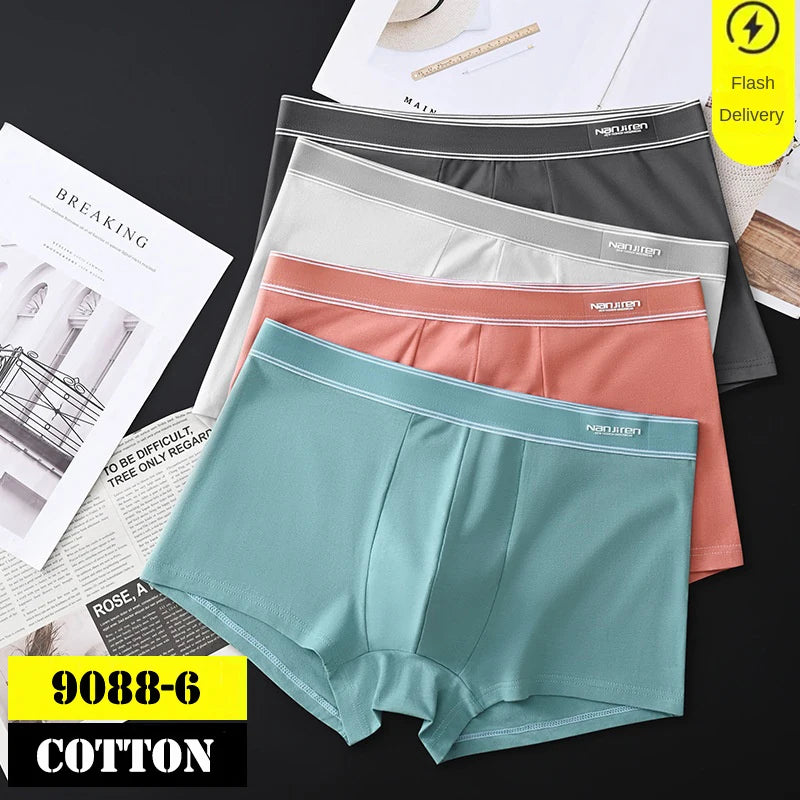 4-Pack Men's Cotton Boxer Shorts with Print Design