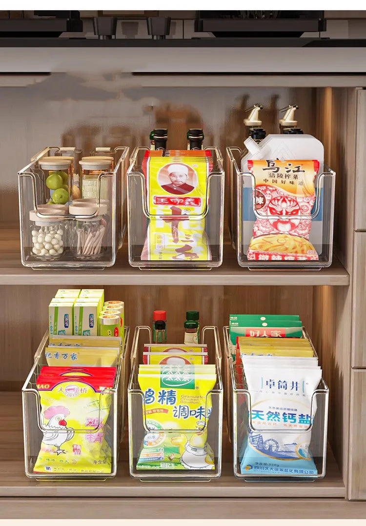 Clear Plastic Expandable Spice Organizer with Dividers – Snack, Tea Packet & Pantry Storage Containers