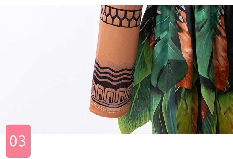 Kids Polynesian Demi God Tattoo Print Costume Pants Set