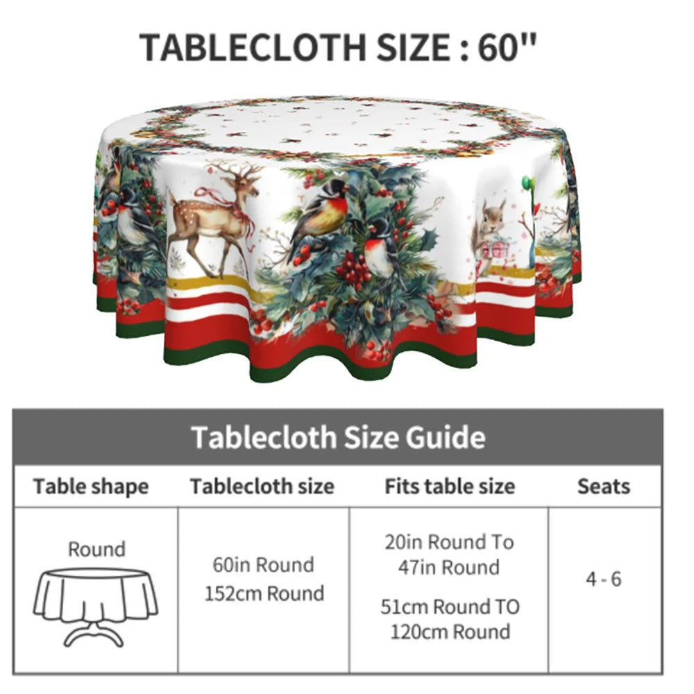 Waterproof & Oil-Proof Christmas Tablecloth – Elegant Round or Rectangular Holiday Decoration for Dining Tables