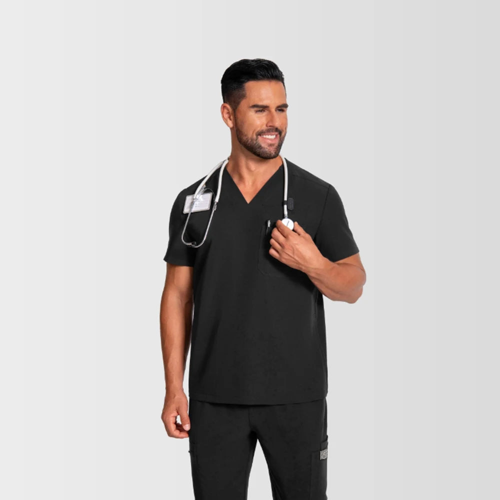 Men's Medical Scrubs Set – Short Sleeve V-Neck Top & Pants