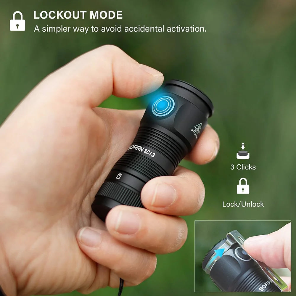 SC13 519A 5000K Mini LED Flashlight – 1100 Lumens, Rechargeable, Magnetic Base