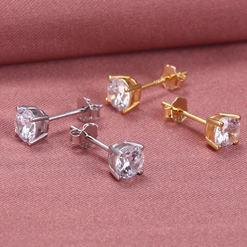 Moissanite Stud Earrings – S925 Sterling Silver Unisex Studs (1–2 CT Options)