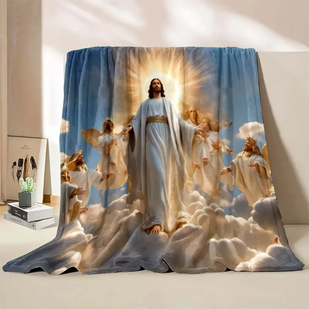 1PC God Jesus Believer Pray Virgin Mary Printed Blanket Soft and Comfortable Home Travel Blanket Adult and Child Warm Blanket Catholic