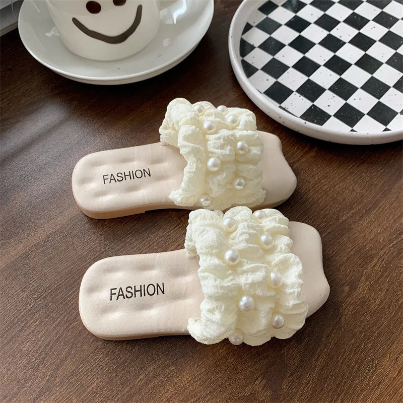 Children’s Summer Slippers – Girls' Sandals with Pearl Design | Soft-Soled Princess Slides