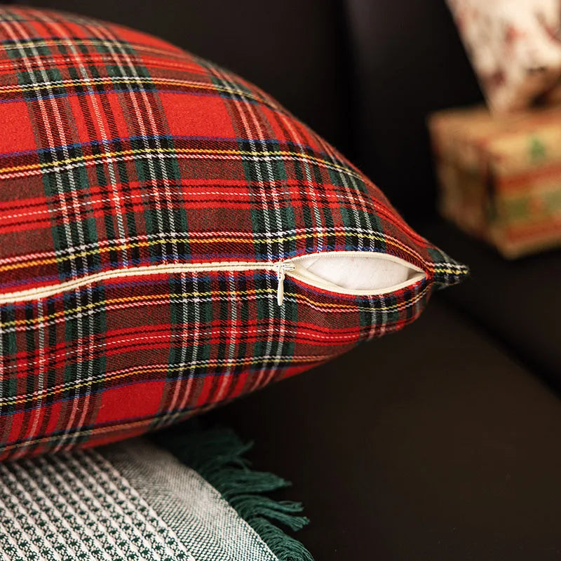 Christmas Plaid Throw Pillow Covers – Tartan Decorative Cushion Cases for Home Décor