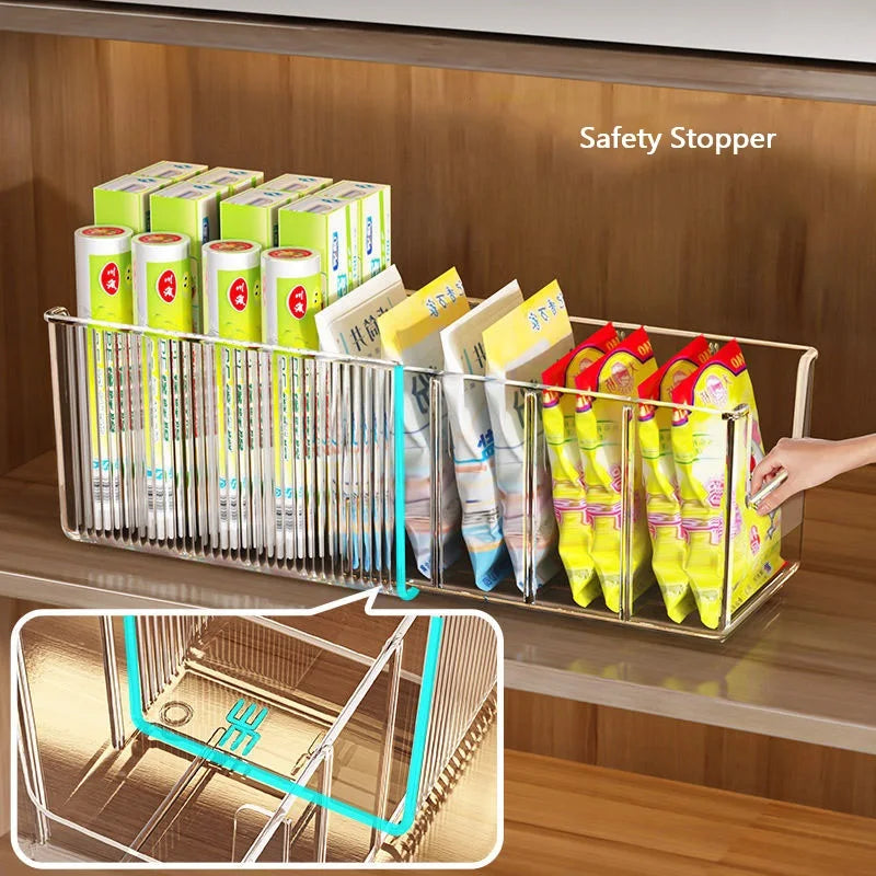 Clear Plastic Expandable Spice Organizer with Dividers – Snack, Tea Packet & Pantry Storage Containers