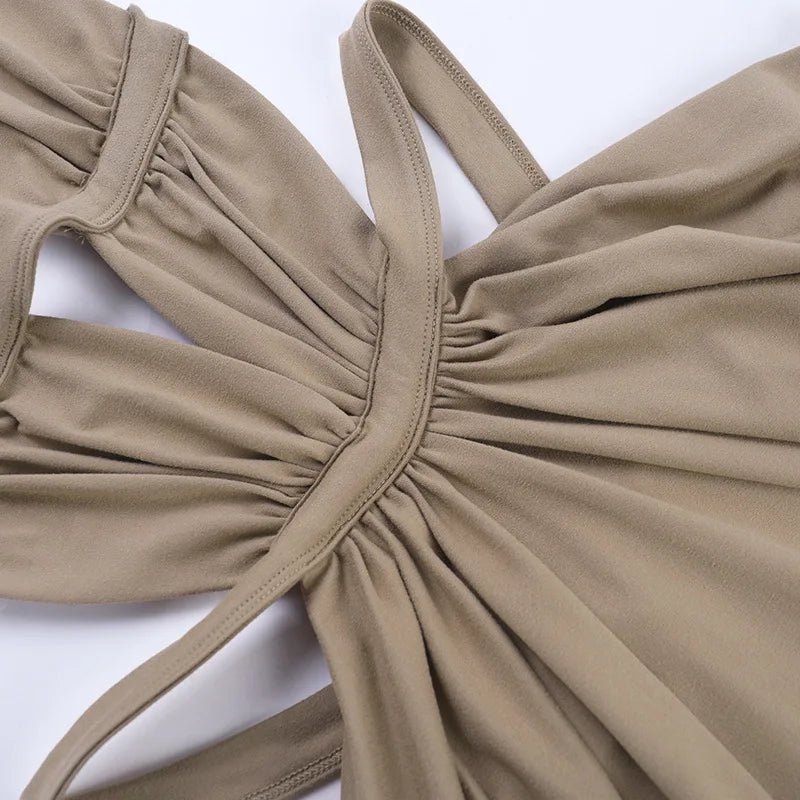 Women's Halter Cut-Out Backless Maxi Dress, Sleeveless Floor-Length