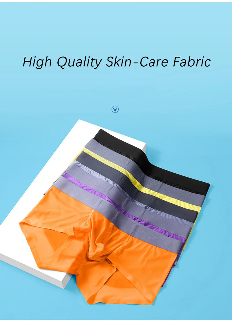 Men’s Ultra-Thin Ice Silk Boxer Shorts – Seamless, Breathable, Quick-Dry Underwear
