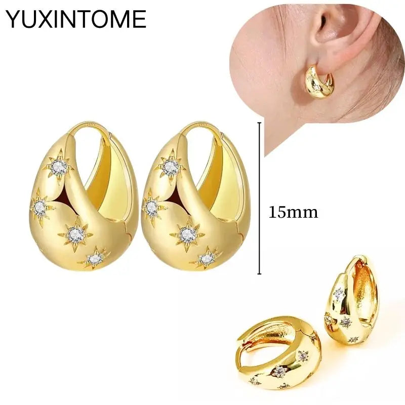 925 Sterling Silver Multi-Turn Hoop Earrings with White Zircon, Fashion Punk Jewelry for Women