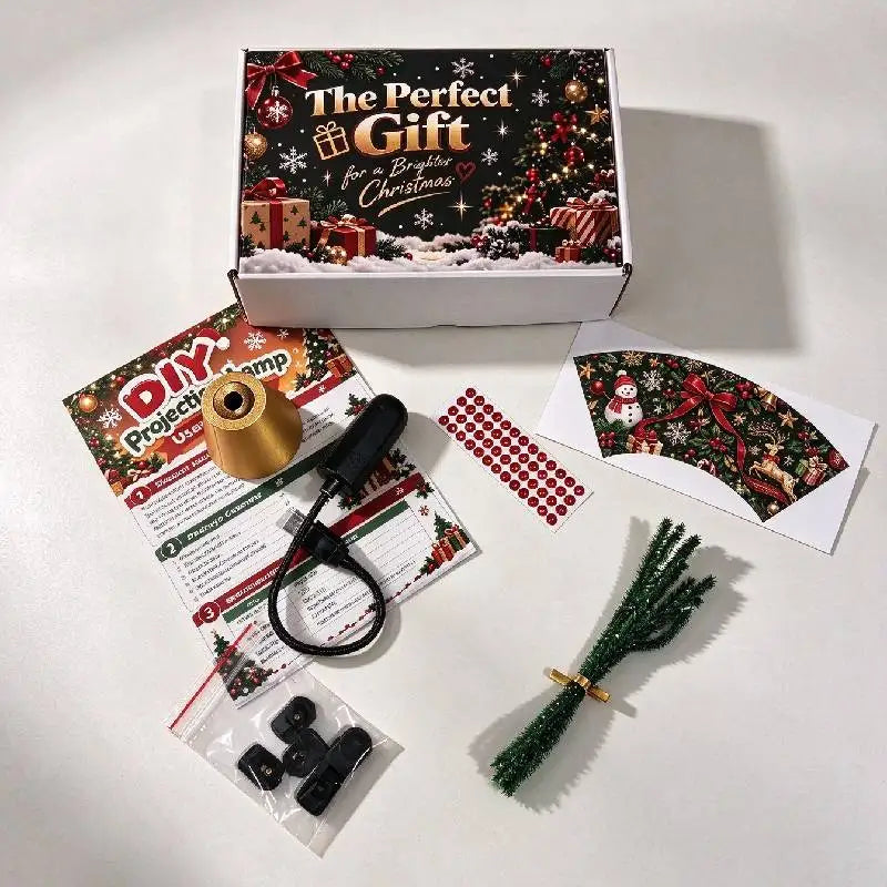 DIY USB-Powered Christmas LED Projection Lamp Kit with Festive Lampshade and Decorative Accessories for Indoor Holiday Displays