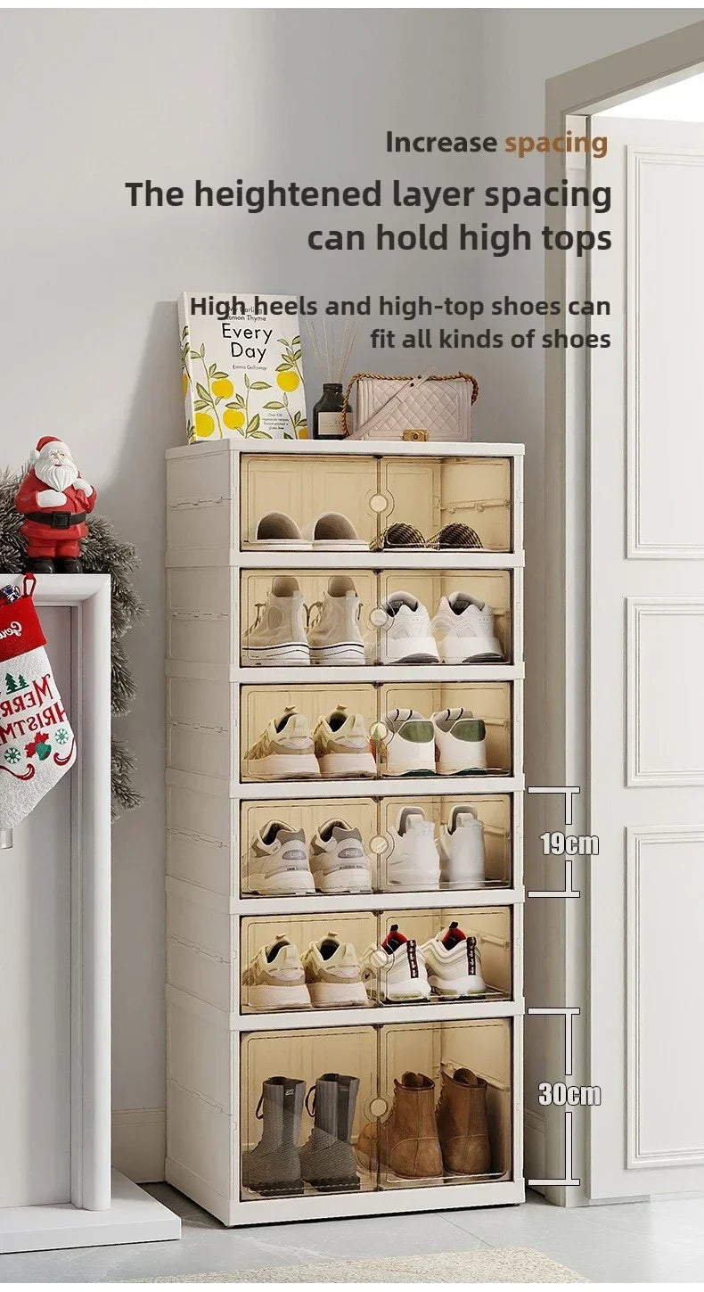 Foldable Shoe Storage Cabinet with Transparent Doors