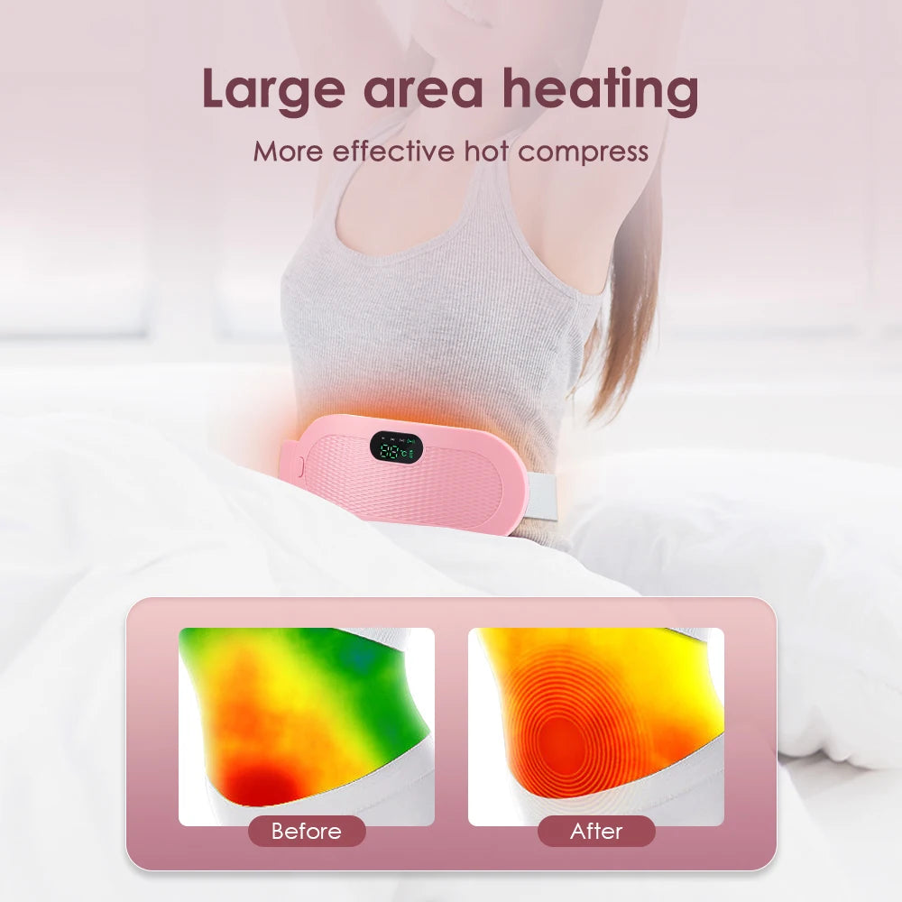 Electric Heating Pad & Menstrual Cramp Massager Belt – Vibration & Heat Therapy for Period Pain Relief