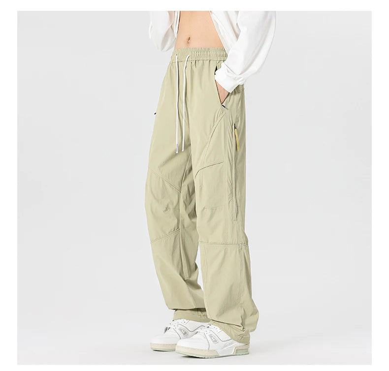 Men’s Casual Pants Loose Fit Straight Leg – Water-Resistant Everyday Trousers Spring Fashion