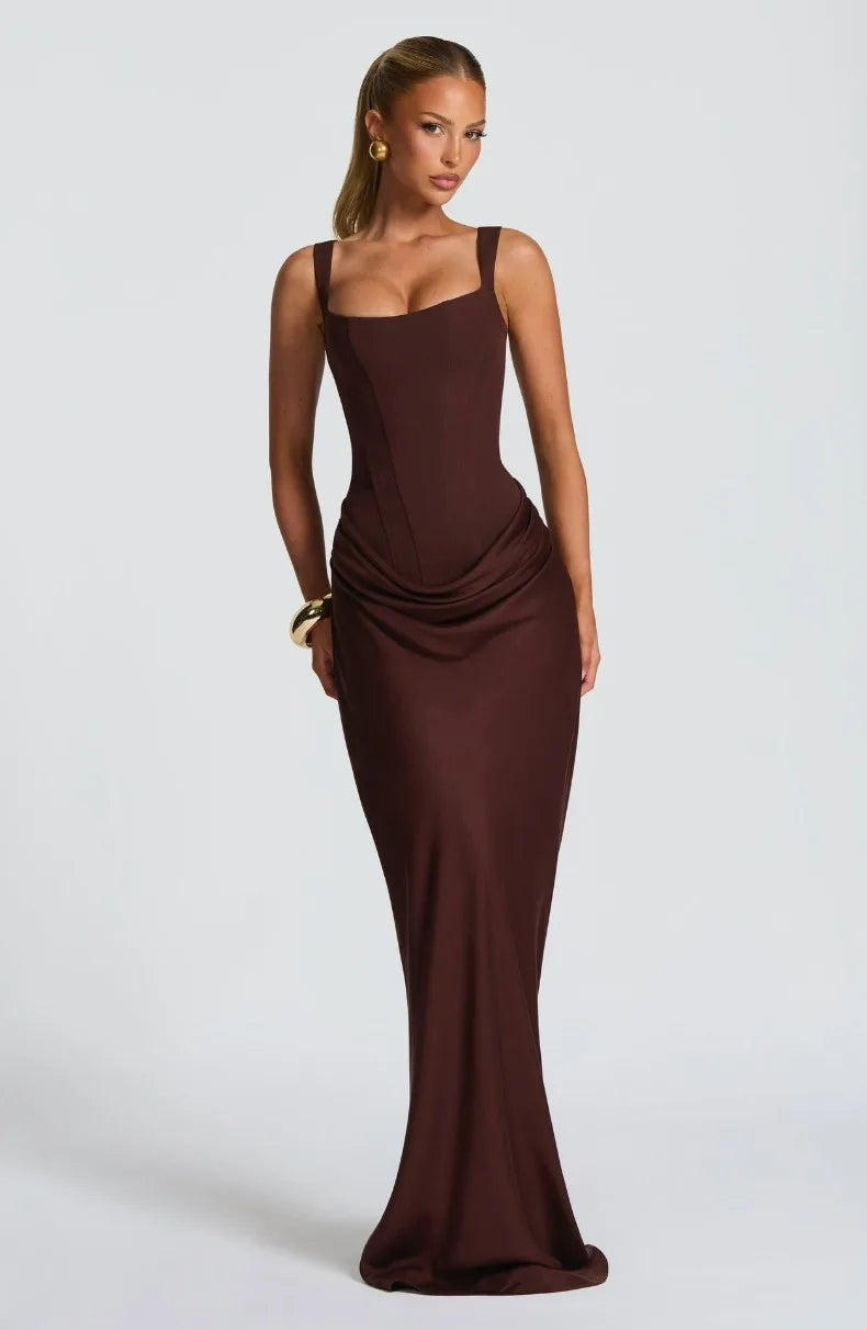 Fishbone Strap Evening Dress