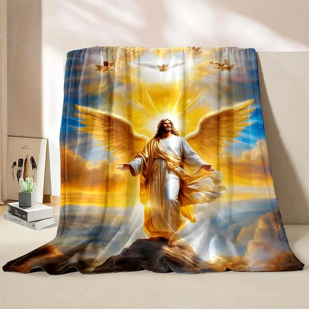 1PC God Jesus Believer Pray Virgin Mary Printed Blanket Soft and Comfortable Home Travel Blanket Adult and Child Warm Blanket Catholic