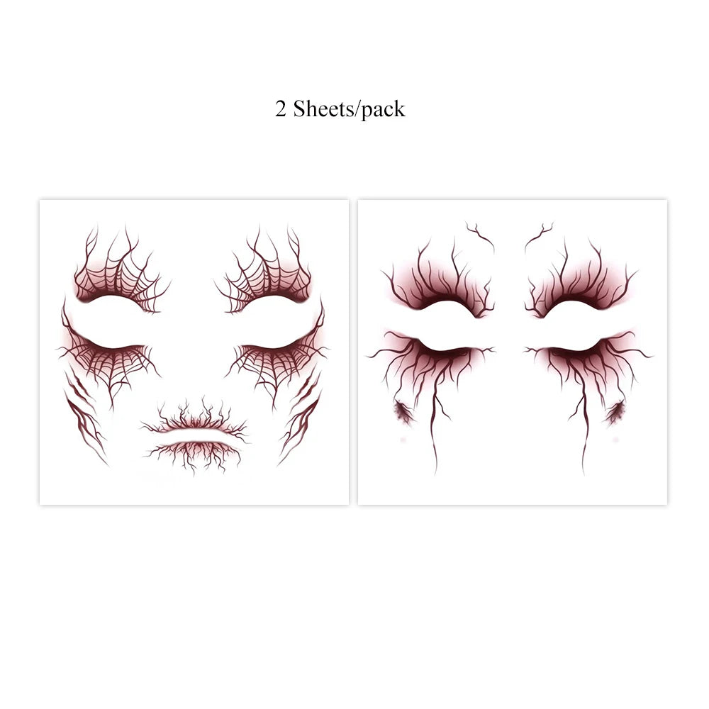 Halloween Vein and Spider Web Temporary Tattoo Stickers for Gothic Horror Costumes, Themed Parties and Special Effects Body Art