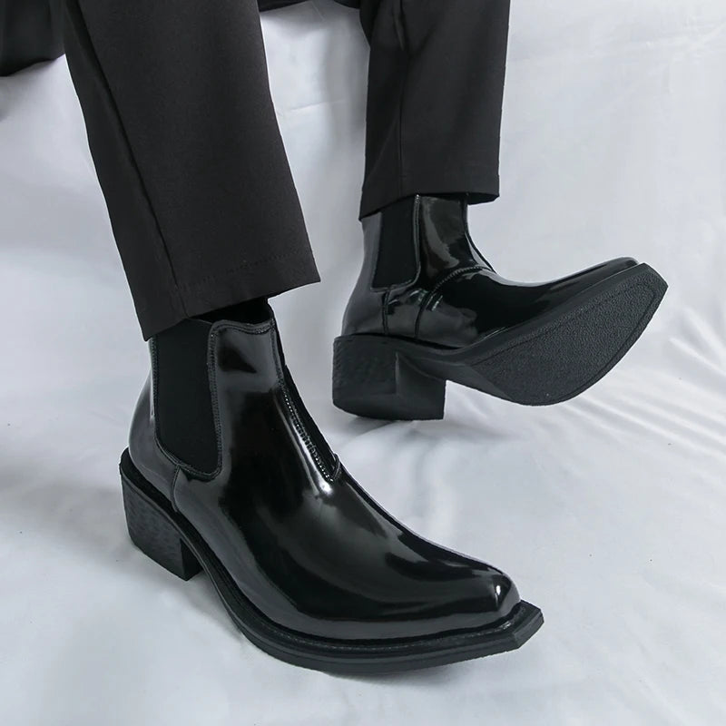Men’s PU Leather Chelsea Boots, Classic Pointed Toe Design