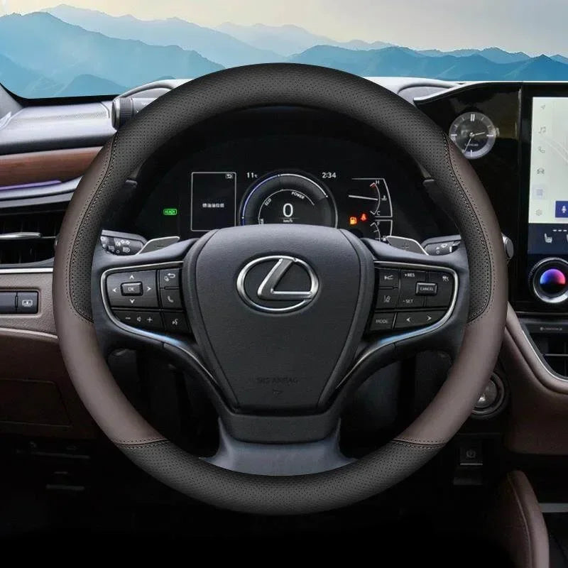 Faux Leather Steering Wheel Cover for 37–38 cm Wheels