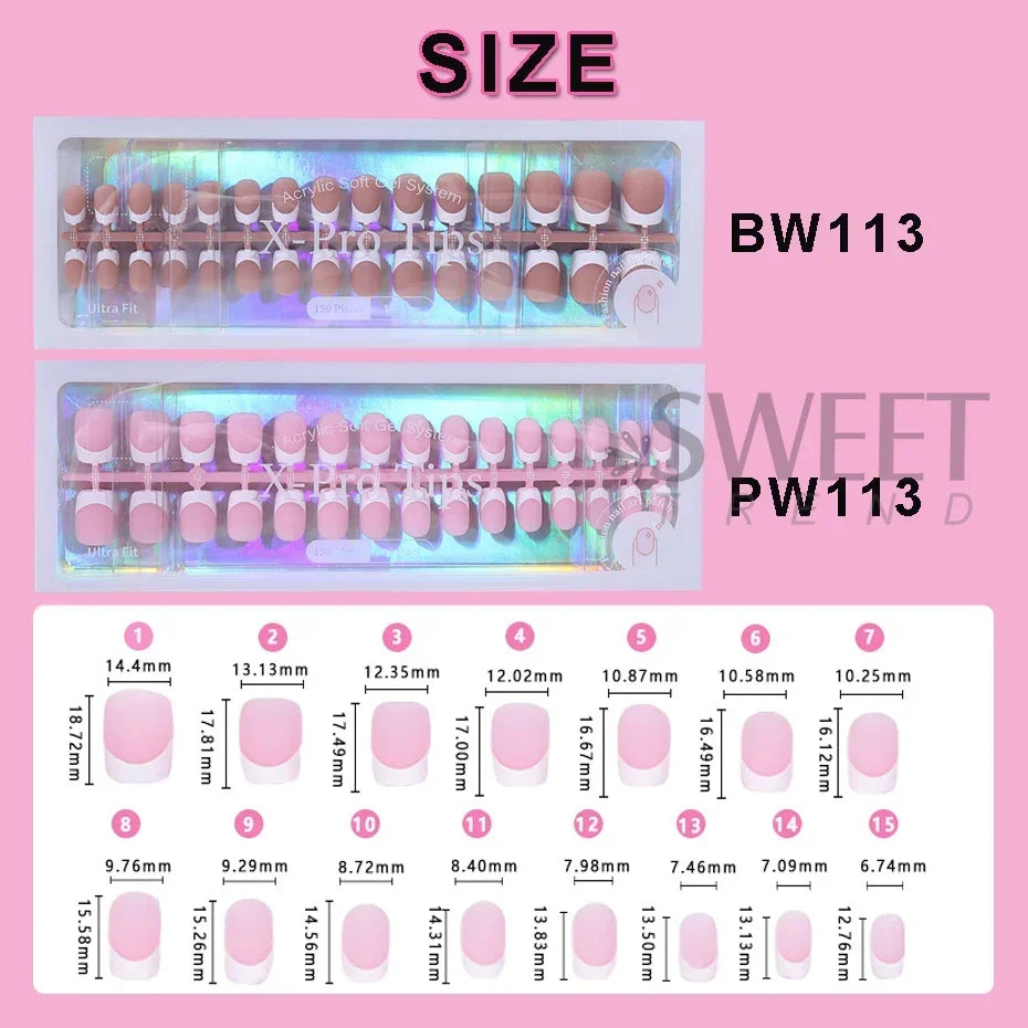 150–160pcs Short Square Press-On Nails – Soft Gel False Nail Tips for Manicure, Y2K Style Artificial Nails for Women