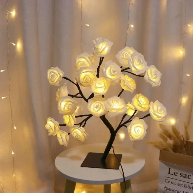 24 LED Rose Lamp, Rose Light Tree Table Top Decorations for Wedding Mother's Day Valentine’s Day Decorations, Gift for Girls Mom