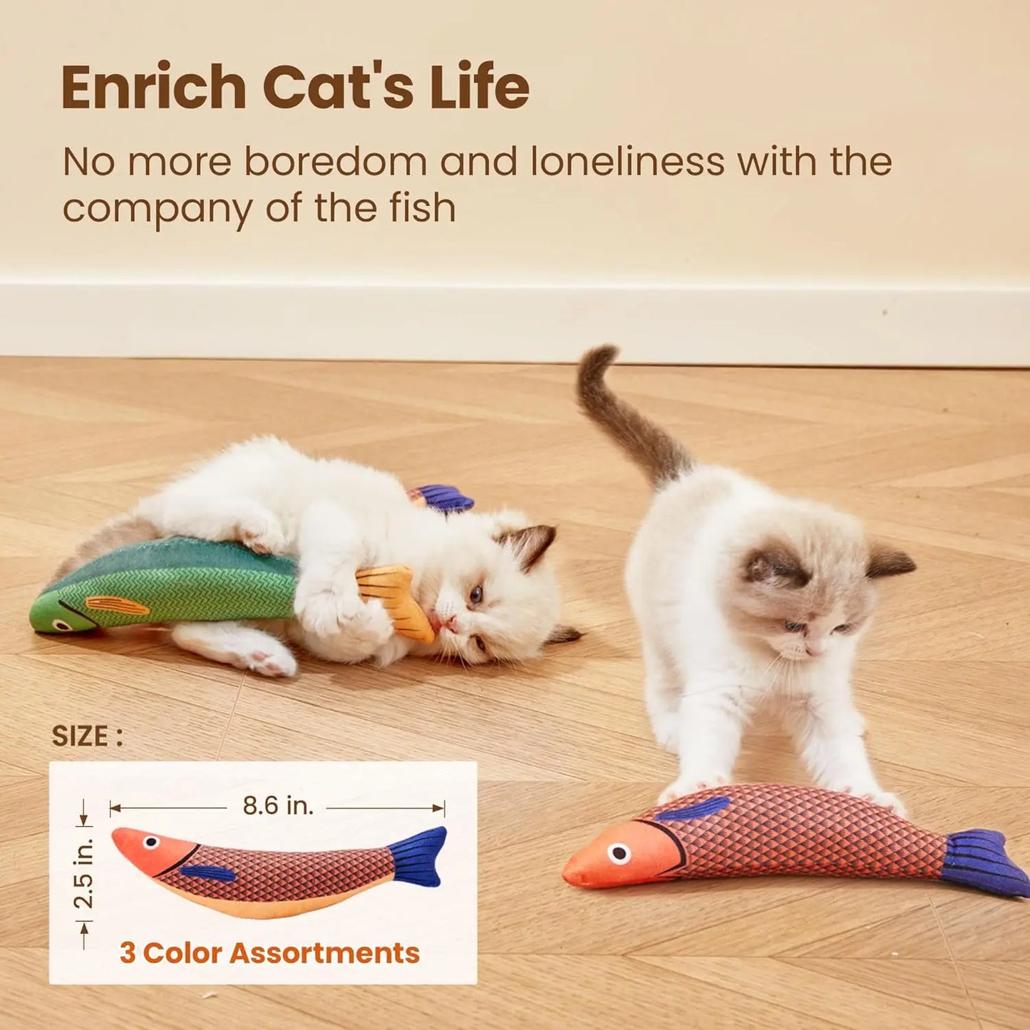 Interactive Cat Fish Toy with Catnip – Soft Durable Plush Chew Toy for Kittens and Cats