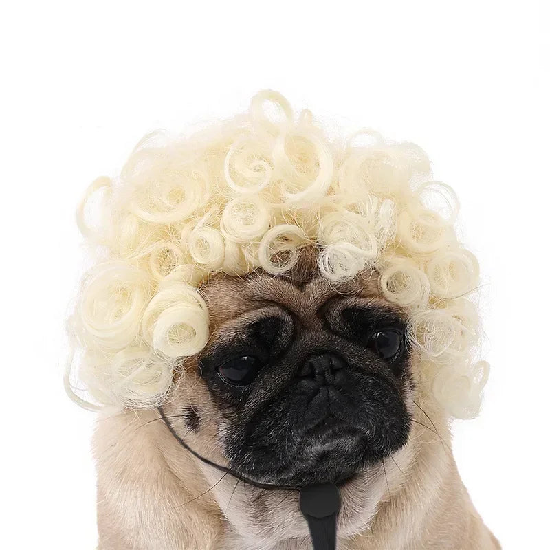 Pet Wig – Curly & Straight Hair Costume Accessory for Dogs & Cats, DIY Trimmed