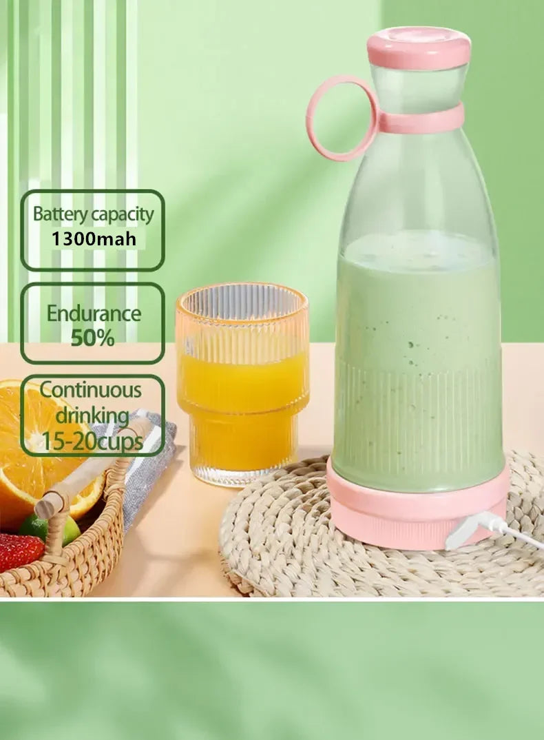 Portable USB Electric Juicer Blender, Mini 6-Blade Fruit & Milkshake Mixer for Fresh Juice
