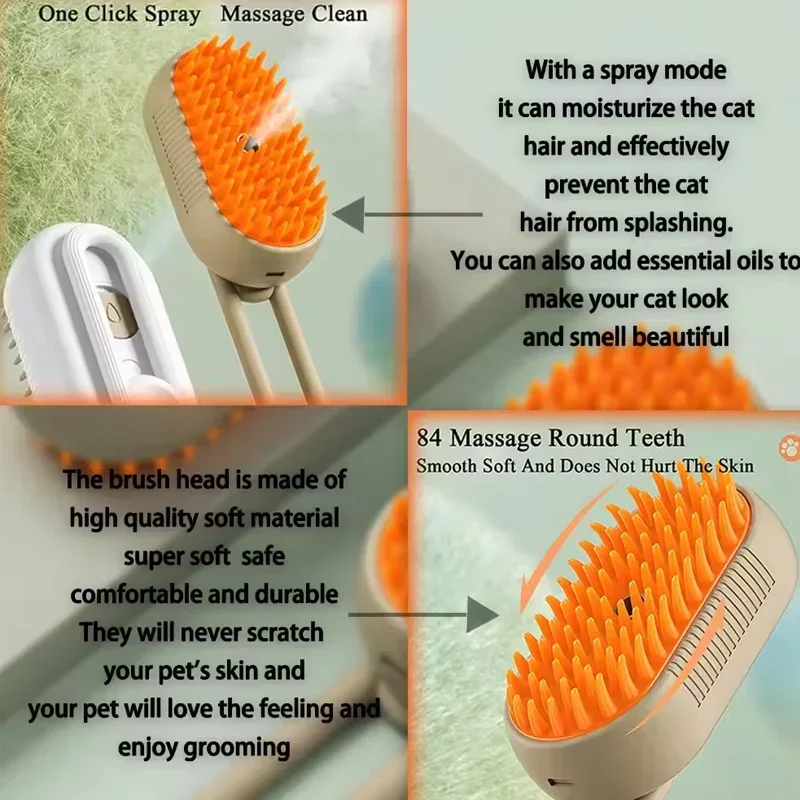 Pet Mist Grooming Brush for Cats and Dogs