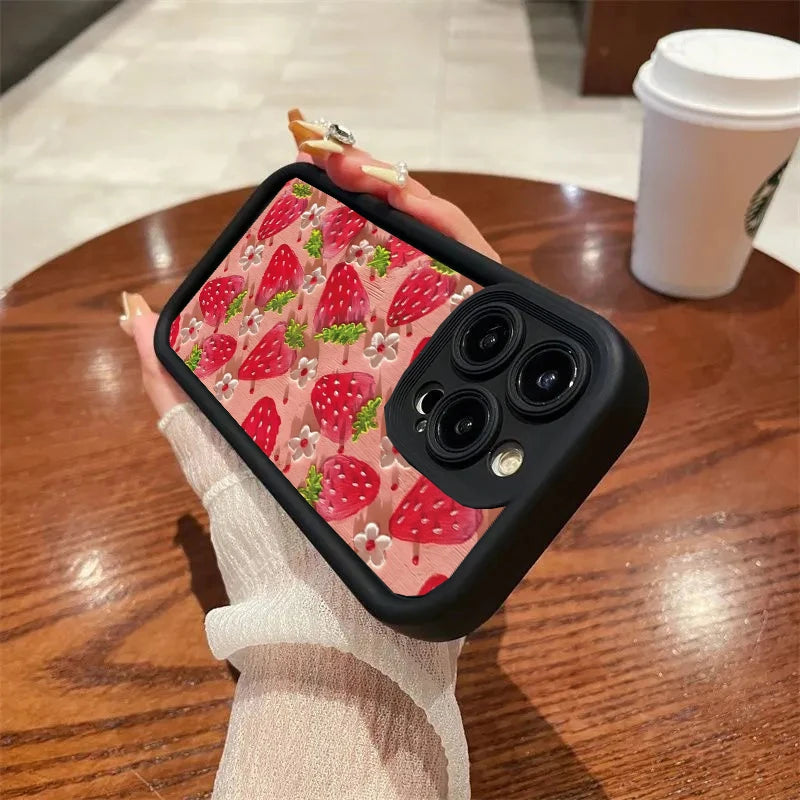 Cute Strawberry Cherry Silicone Phone Case for Motorola