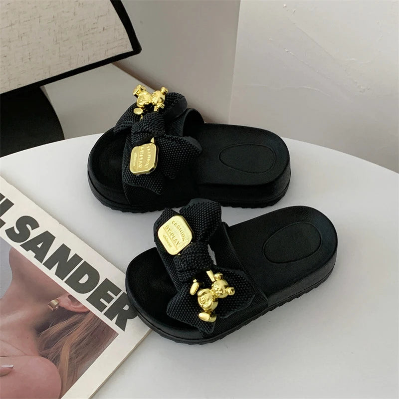 Fashion Girls’ Slippers – Simple Children’s Shoes with Thick Soles, Anti-Slip Design