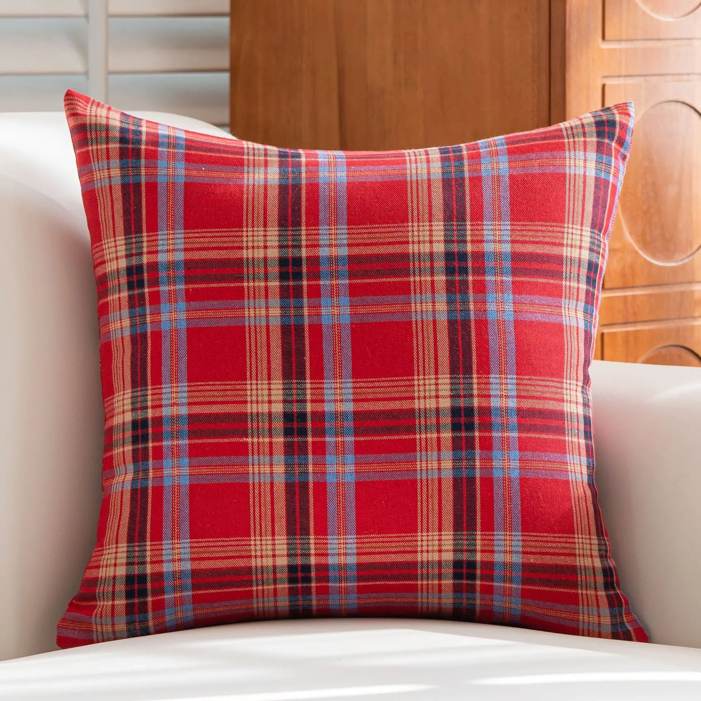 Christmas Plaid Throw Pillow Covers – Tartan Decorative Cushion Cases for Home Décor