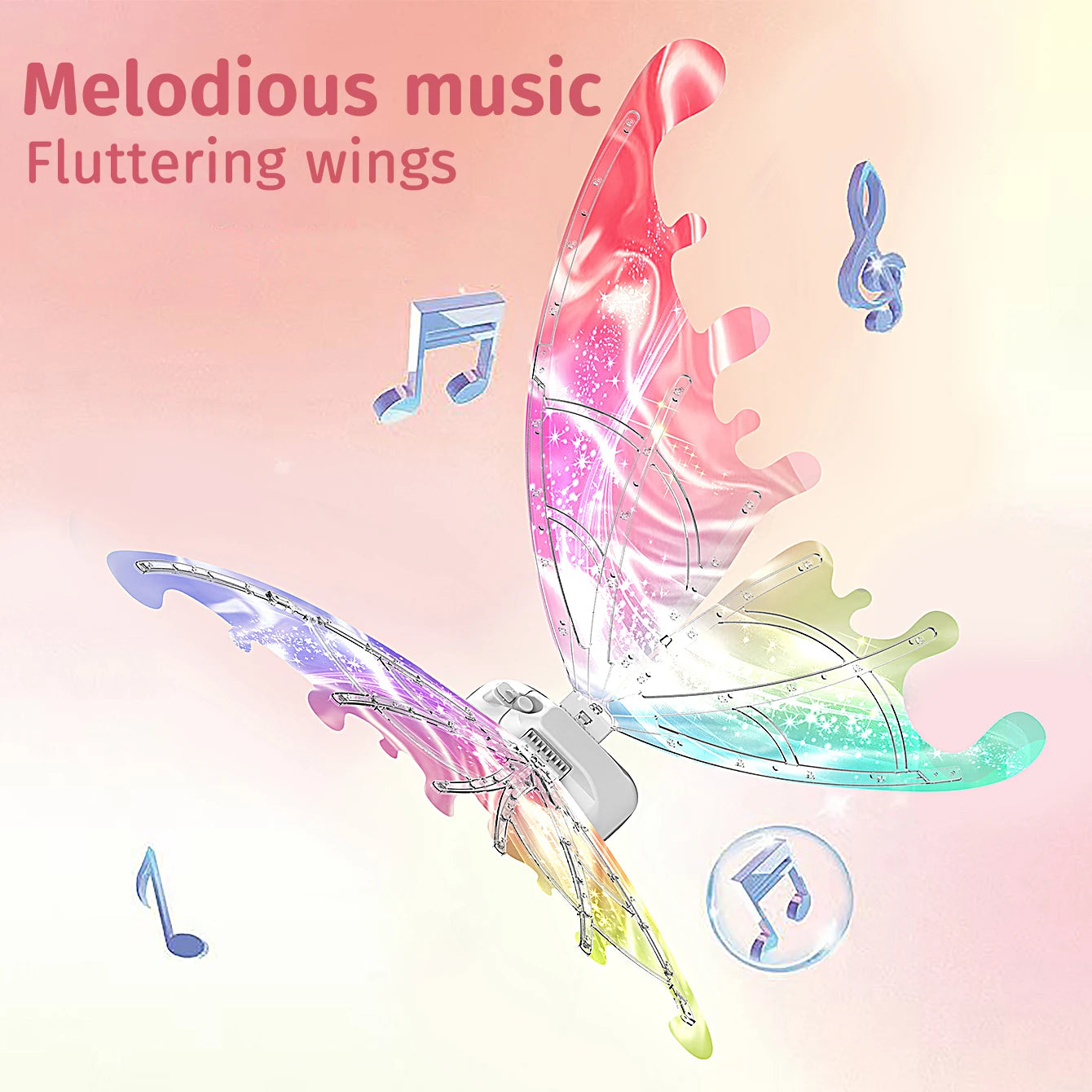 Light-Up Butterfly Fairy Wings with Music – LED Angel Costume Wings Toy Gift
